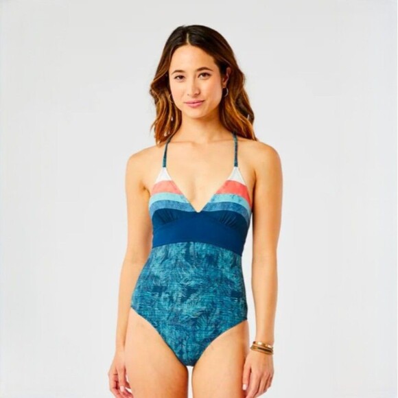 Carve Design Womens XS Dahlia One Piece Bathing Suit Stripe Navy Blue Swim Beach - Picture 1 of 10